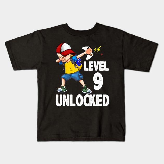 Video Gamer Dabbing Controller 9th Birthday Party Kids T-Shirt by jordanfaulkner02